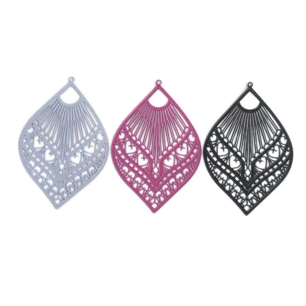 DoreenBeads10 шт. модные медные филигранные штамповки Подвески Черный серый цвет перо