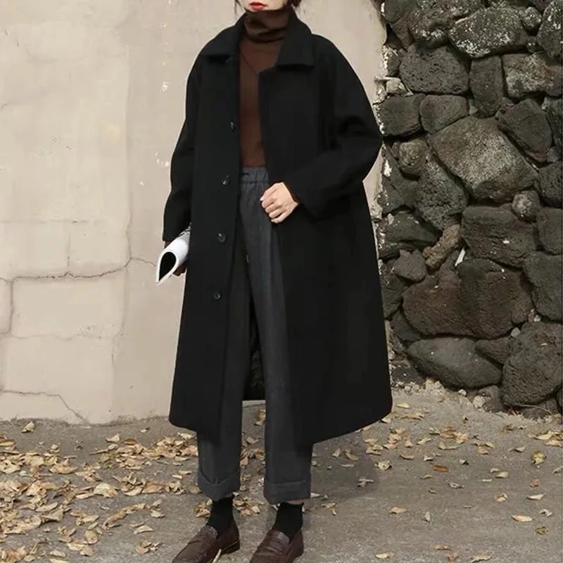 Women Wool Blends Long Coat Thickening Casual Fashion Warm All-match Single Breasted Slim Overcoat Turn-down Collar Classic Chic
Women Wool Blends Long Coat Thickening Casual Fashion Warm All-match Single Breasted Slim Overcoat Turn-down Collar Classic Chic
