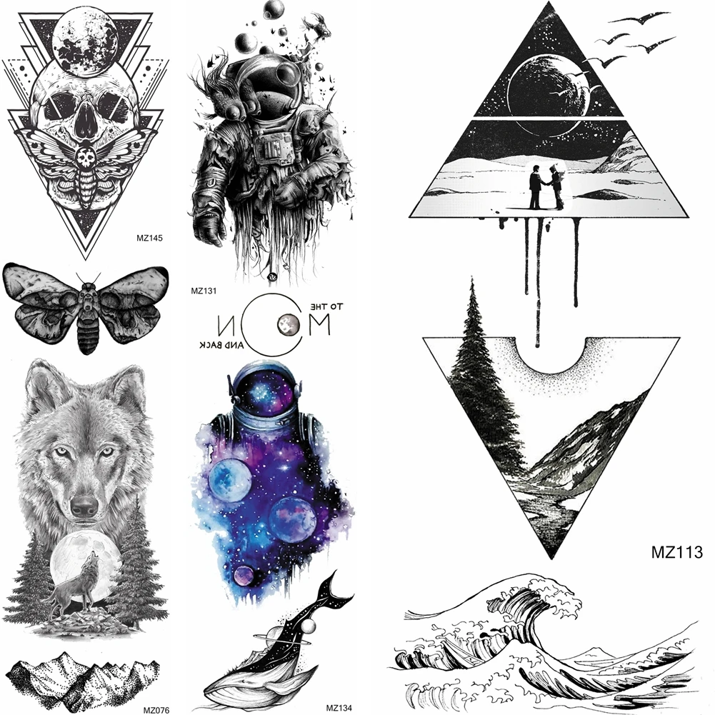 Triangle Geometric Forest Mountain Temporary Tattoos Stickers For Women Sexy Body Art Big Arm Sea Wave Tatoo Sheet Paper Tattoo
Triangle Geometric Forest Mountain Temporary Tattoos Stickers For Women Sexy Body Art Big Arm Sea Wave Tatoo Sheet Paper Tattoo