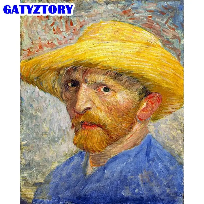 

GATYZTORY Painting By Number Van Gogh'S Self Portrait Diy Paint By Numbers Drawing On Canvas Home Decoration Frame 40*50