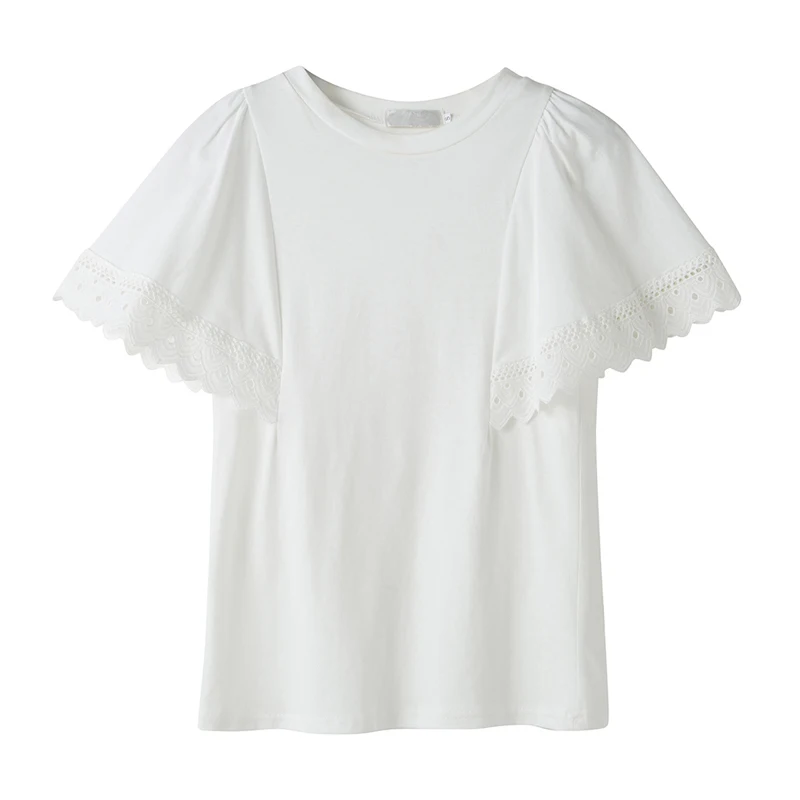 Summer Women's Short Sleeve Loose T-shirt New Lace Butterfly Sleeve Short Sleeve T-shirt Korean Loose Solid Color Tees Top GD
Summer Women's Short Sleeve Loose T-shirt New Lace Butterfly Sleeve Short Sleeve T-shirt Korean Loose Solid Color Tees Top GD