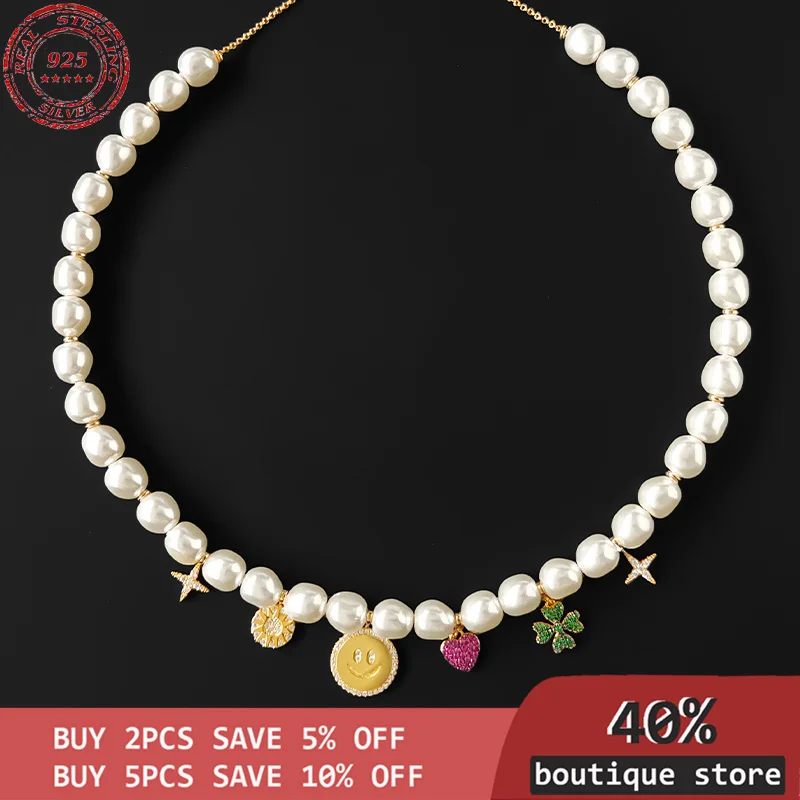 S925 Sterling Silver Necklace, lucky pendant, smile, four leaf, clover, female fashion, temperament, luxury jewelry
S925 Sterling Silver Necklace, lucky pendant, smile, four leaf, clover, female fashion, temperament, luxury jewelry