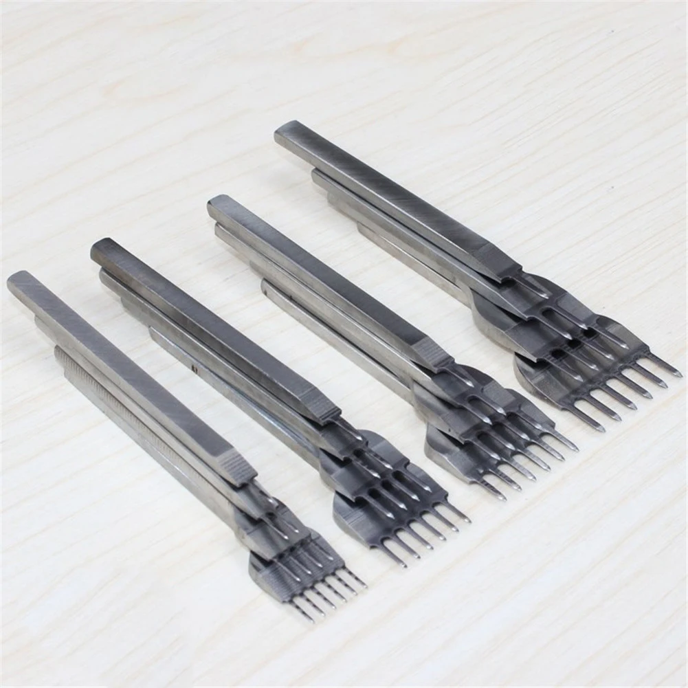 

4 Pcs/set 3/4/5/6mm Leather Belt Hole Punch Plier Punches Lacing Stitching Punch Tool 1+2+4+6 Prong Household leathercraft