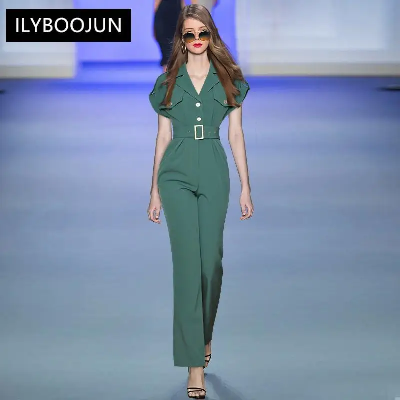 Summer Fashion Runway Bodysuit Women Short Sleeve Sashes Pockets Patchwork Jumpsuit Trousers Romper
Summer Fashion Runway Bodysuit Women Short Sleeve Sashes Pockets Patchwork Jumpsuit Trousers Romper