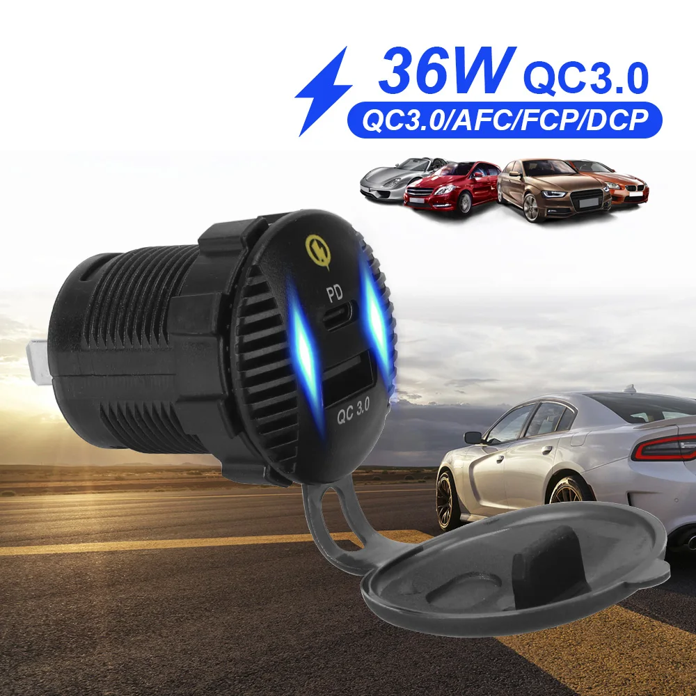 12/24V LED Car USB Charger Type C Port Adapter PD QC3.0 Quick Charge Splitter Off Road 4x4 Truck Trailer Motorcycle Accessories
12/24V LED Car USB Charger Type C Port Adapter PD QC3.0 Quick Charge Splitter Off Road 4x4 Truck Trailer Motorcycle Accessories