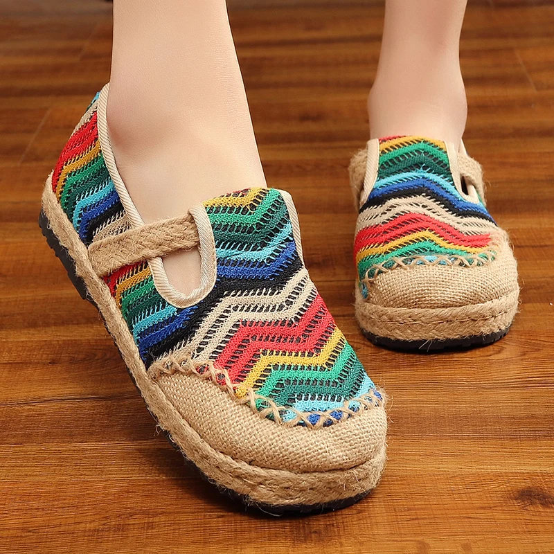 Women's Linen Thailand Embroidery Flat Slippers Summer Fashion Vintage Ladies Chinese Style Casual Cotton Home Shoes Size 35-40
Women's Linen Thailand Embroidery Flat Slippers Summer Fashion Vintage Ladies Chinese Style Casual Cotton Home Shoes Size 35-40