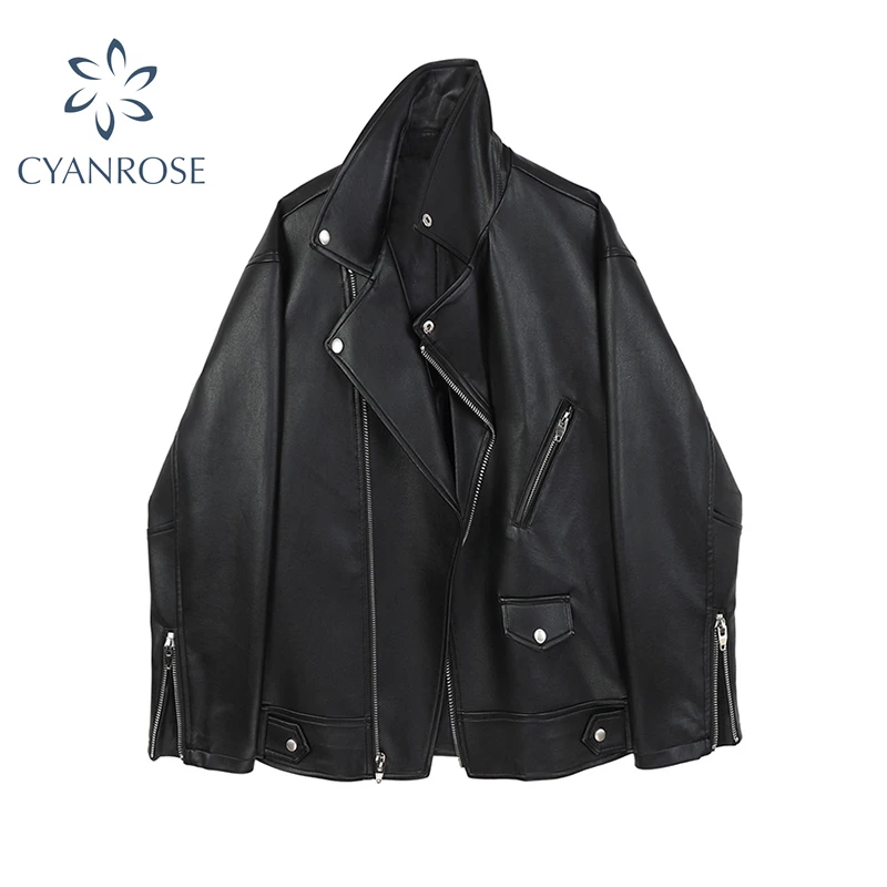 Faux Leather Jacket Women's Korean Vintage Casual Loose Motorcycle Jackets Female 2021 Autumn New Chic Streetwear Oversized Coat
Faux Leather Jacket Women's Korean Vintage Casual Loose Motorcycle Jackets Female 2021 Autumn New Chic Streetwear Oversized Coat