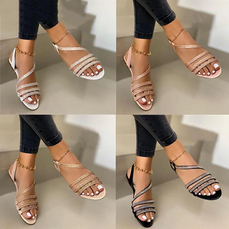 2020 Women Summer Sandals Fashion Bling Sequined Cloth Slip On Buckle Open Toe Women Shoes Casual Ladies Plus Size Sandals
2020 Women Summer Sandals Fashion Bling Sequined Cloth Slip On Buckle Open Toe Women Shoes Casual Ladies Plus Size Sandals