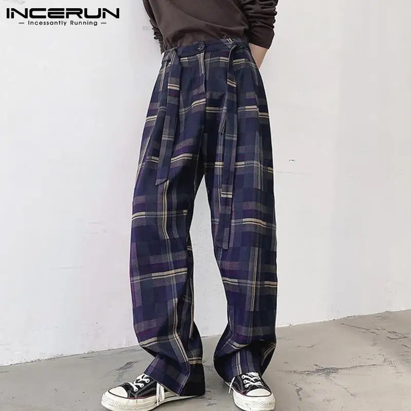 Fashion Men Plaid Pants Drawstring Joggers Loose Casual Straight Trousers Men 2021 Streetwear Pantalones Hombre S-5XL INCERUN
Fashion Men Plaid Pants Drawstring Joggers Loose Casual Straight Trousers Men 2021 Streetwear Pantalones Hombre S-5XL INCERUN