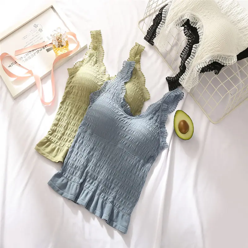 Women 2021 Autumn Fashion Lace Bottoming Vest Tops Female Solid Color Slim Vest Tops Ladies Sexy V-neck Sleeveless Tops D883
Women 2021 Autumn Fashion Lace Bottoming Vest Tops Female Solid Color Slim Vest Tops Ladies Sexy V-neck Sleeveless Tops D883