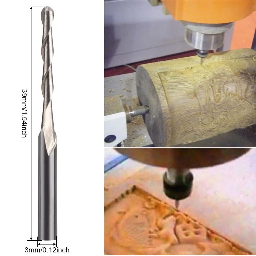3.175 MM Milling Cutter Solid Carbide 2mm Dia Spiral 2 Flutes Ball Nose End CNC Engraving Bit Woodworking Drilling Rotary Tools 
3.175 MM Milling Cutter Solid Carbide 2mm Dia Spiral 2 Flutes Ball Nose End CNC Engraving Bit Woodworking Drilling Rotary Tools