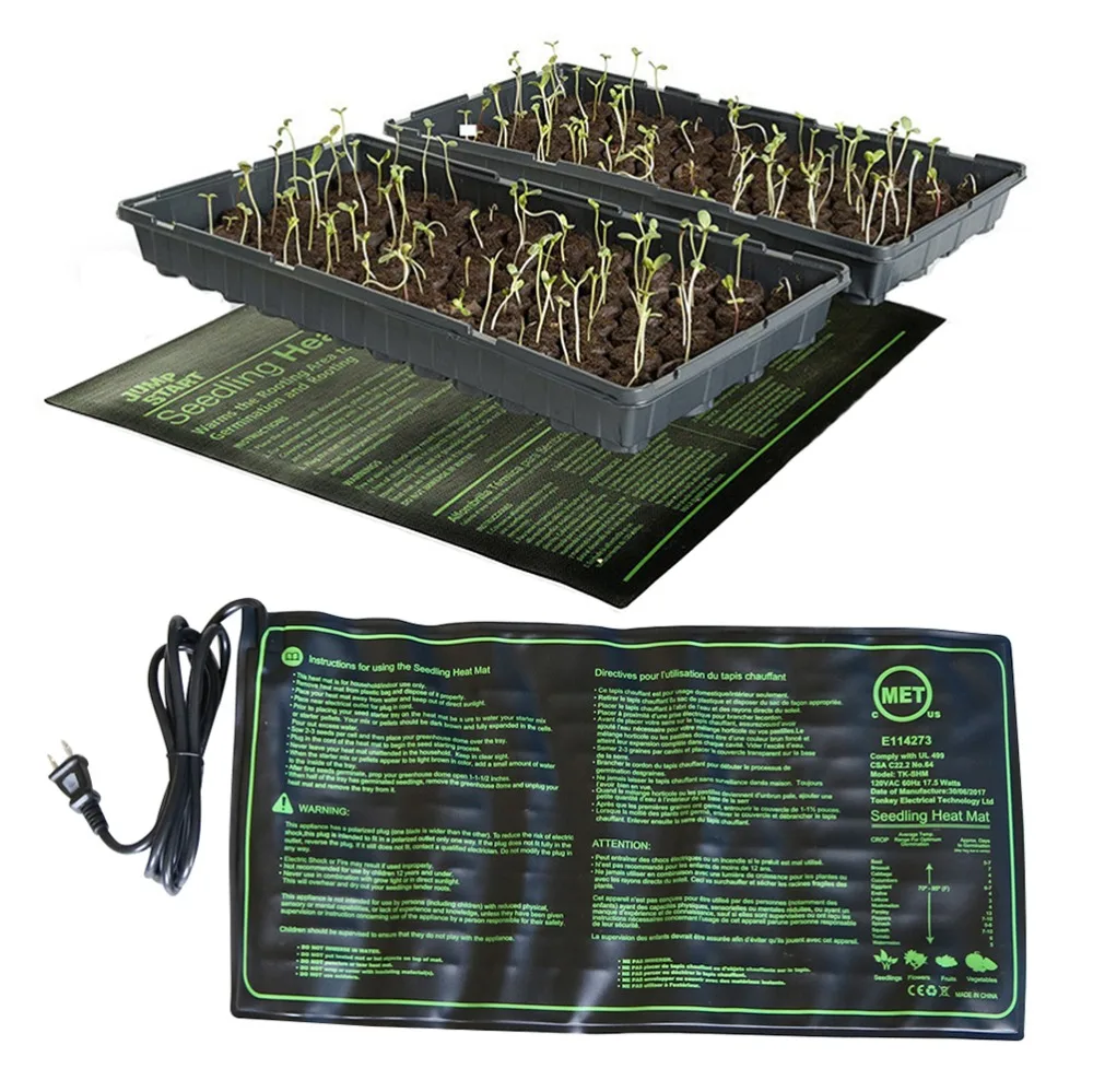 

Нагревательный коврик для рассады 20 х2 0 см, водонепроницаемый коврик для запуска клонирования прорастания семян растений 110 В/220 В, товары для сада