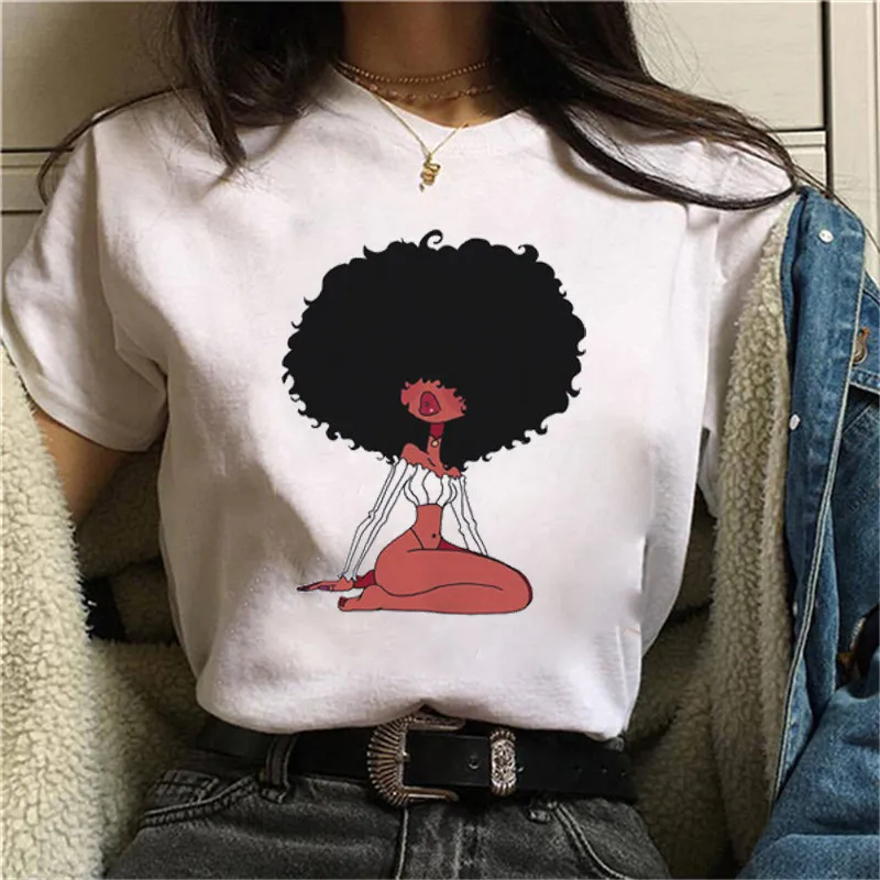 Summer Round Neck T-shirt African Curly Hair Girl Cartoon Print Short Sleeve Fashion New Casual Style
Summer Round Neck T-shirt African Curly Hair Girl Cartoon Print Short Sleeve Fashion New Casual Style