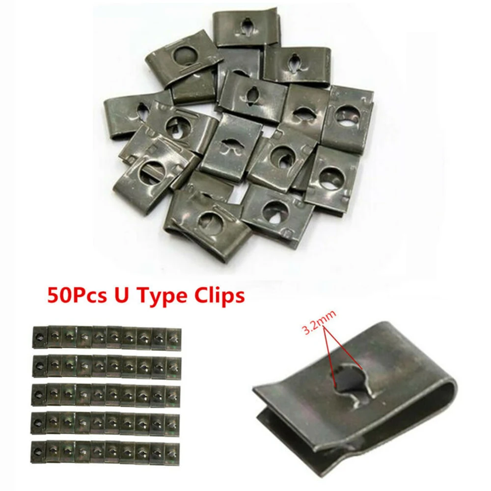 50pcs Car Fastener Clips Screw Base U Type Nut Self Tapping Screw Spire Clip Automobile Engine Fender Bumper Guard Plate Clamp
50pcs Car Fastener Clips Screw Base U Type Nut Self Tapping Screw Spire Clip Automobile Engine Fender Bumper Guard Plate Clamp