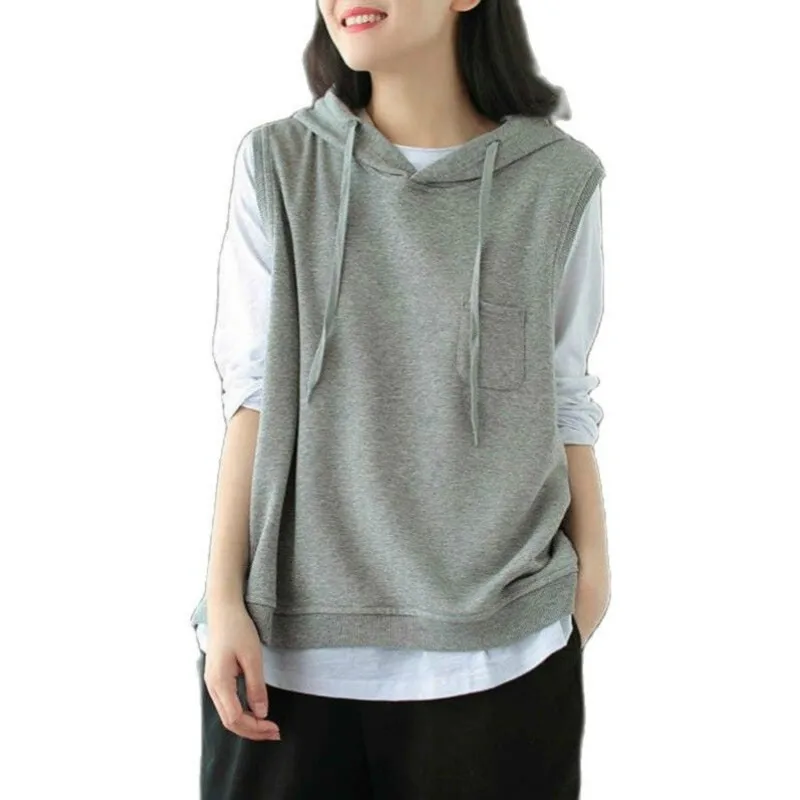 Cotton Hooded Waistcoat Women's Spring And Autumn New Women's Wear Loose Top Casual Versatile Sleeveless For Women Women's Wear
Cotton Hooded Waistcoat Women's Spring And Autumn New Women's Wear Loose Top Casual Versatile Sleeveless For Women Women's Wear