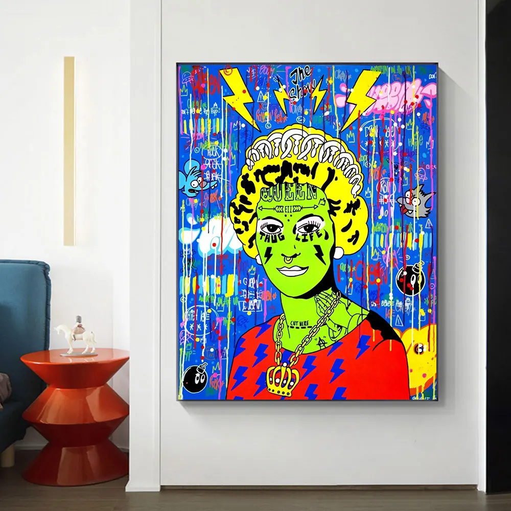 Queen of England Street Art Graffiti Pop Art Poster Canvas Painting Print On Wall Picture For Living Room Home Decor
Queen of England Street Art Graffiti Pop Art Poster Canvas Painting Print On Wall Picture For Living Room Home Decor
