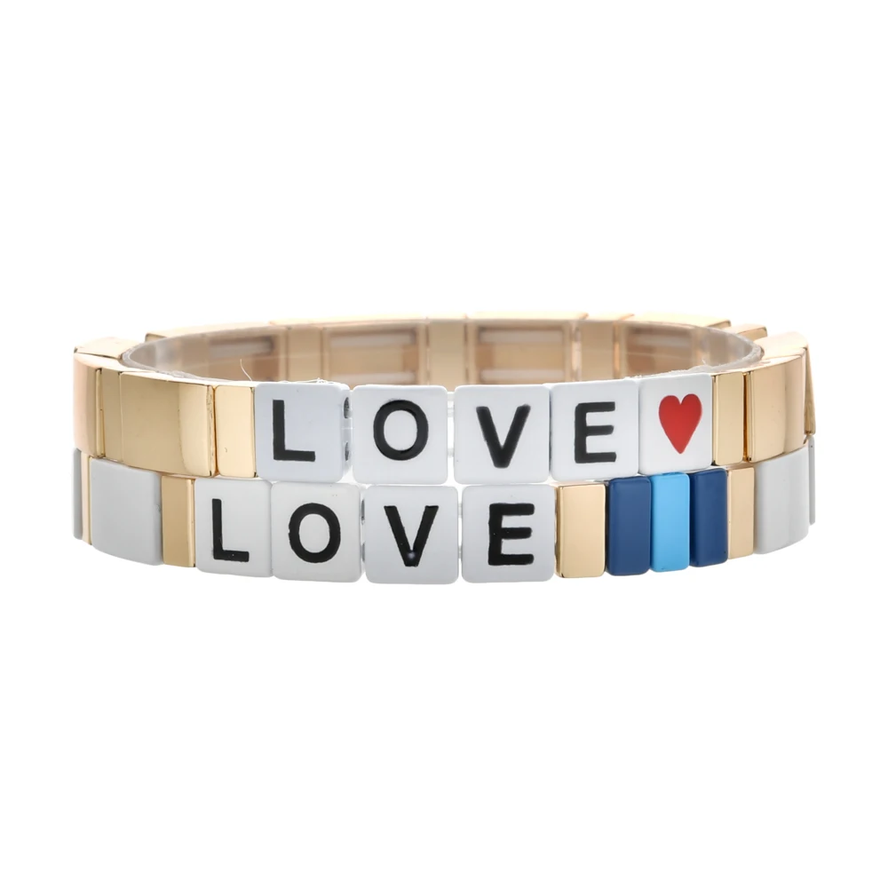 ZMZY Gold Color DIY Bracelets for Women Bohemian Handmade Elastic Stretch Stack Bracelet Cuff Enamel Tile Letter Beads Bracelet
ZMZY Gold Color DIY Bracelets for Women Bohemian Handmade Elastic Stretch Stack Bracelet Cuff Enamel Tile Letter Beads Bracelet