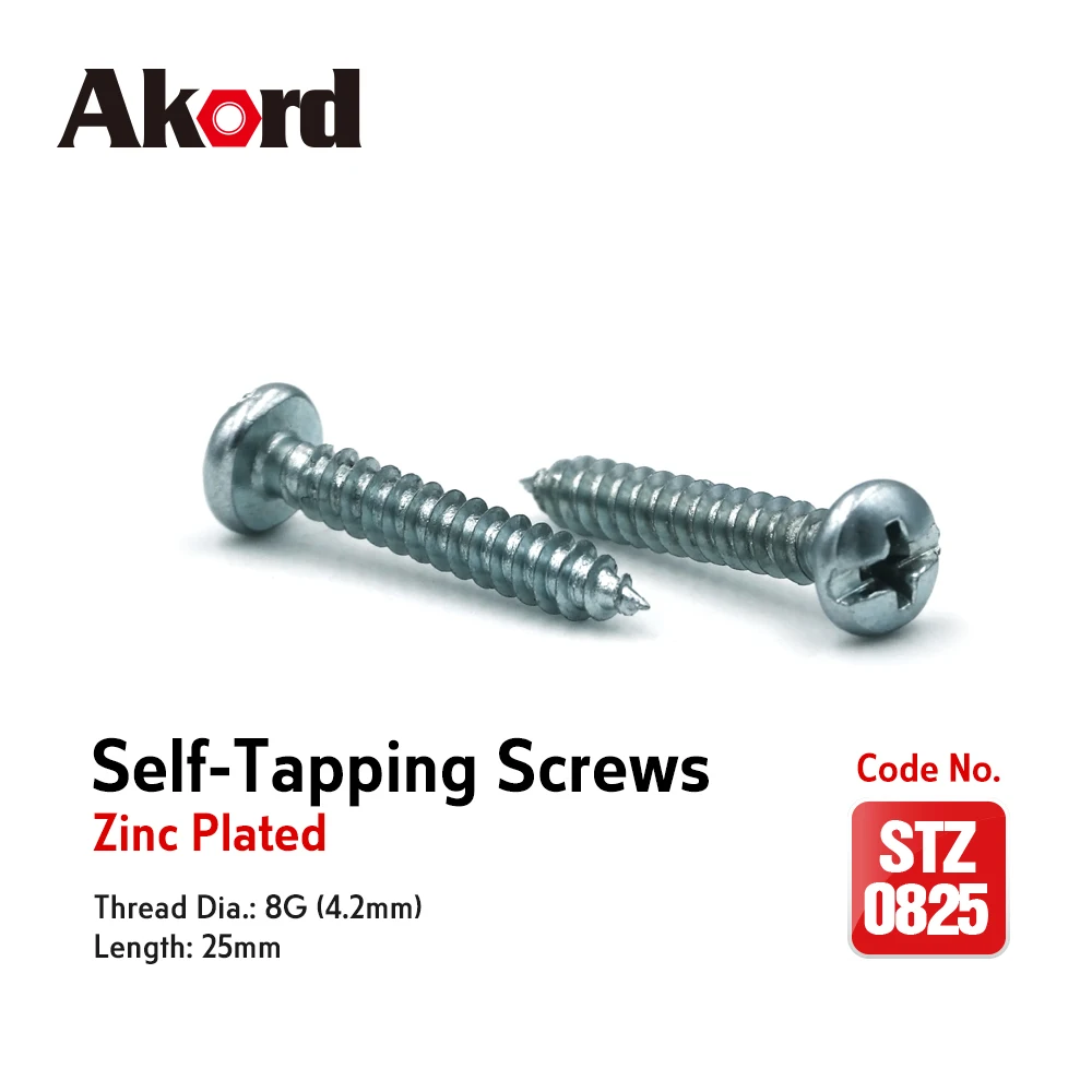 ACCORD 100PCS Self-tapping Screws 8Gx25mm Zinc Plated with storage Box Galvanized Steel Fasteners
ACCORD 100PCS Self-tapping Screws 8Gx25mm Zinc Plated with storage Box Galvanized Steel Fasteners