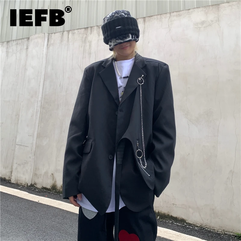 IEFB High Street Design Black Suit Jacket For Men 2021 New Fashion Long Sleeve Blazer Loose Chic Autumn Coats With Chian 9Y8825
IEFB High Street Design Black Suit Jacket For Men 2021 New Fashion Long Sleeve Blazer Loose Chic Autumn Coats With Chian 9Y8825