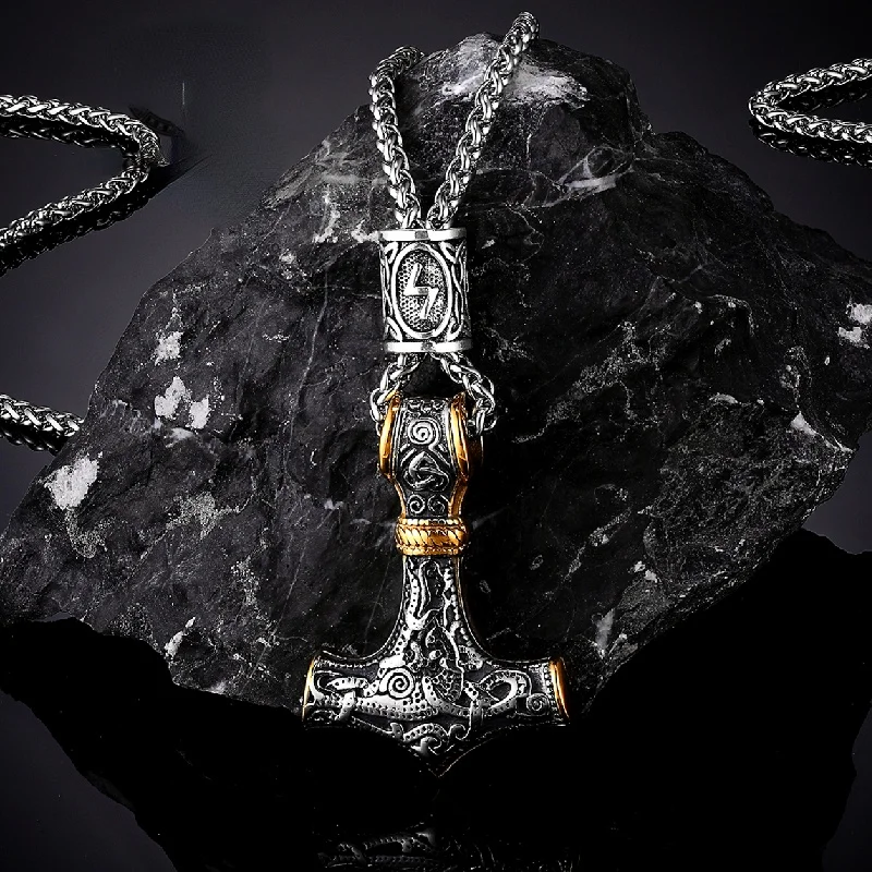 Norse Vikings Thor's Hammer Mjolnir Scandinavian Rune Amulet Necklace Stainless Steel Chain Vegvisir Anchor Pendant Male Jewelry
Norse Vikings Thor's Hammer Mjolnir Scandinavian Rune Amulet Necklace Stainless Steel Chain Vegvisir Anchor Pendant Male Jewelry