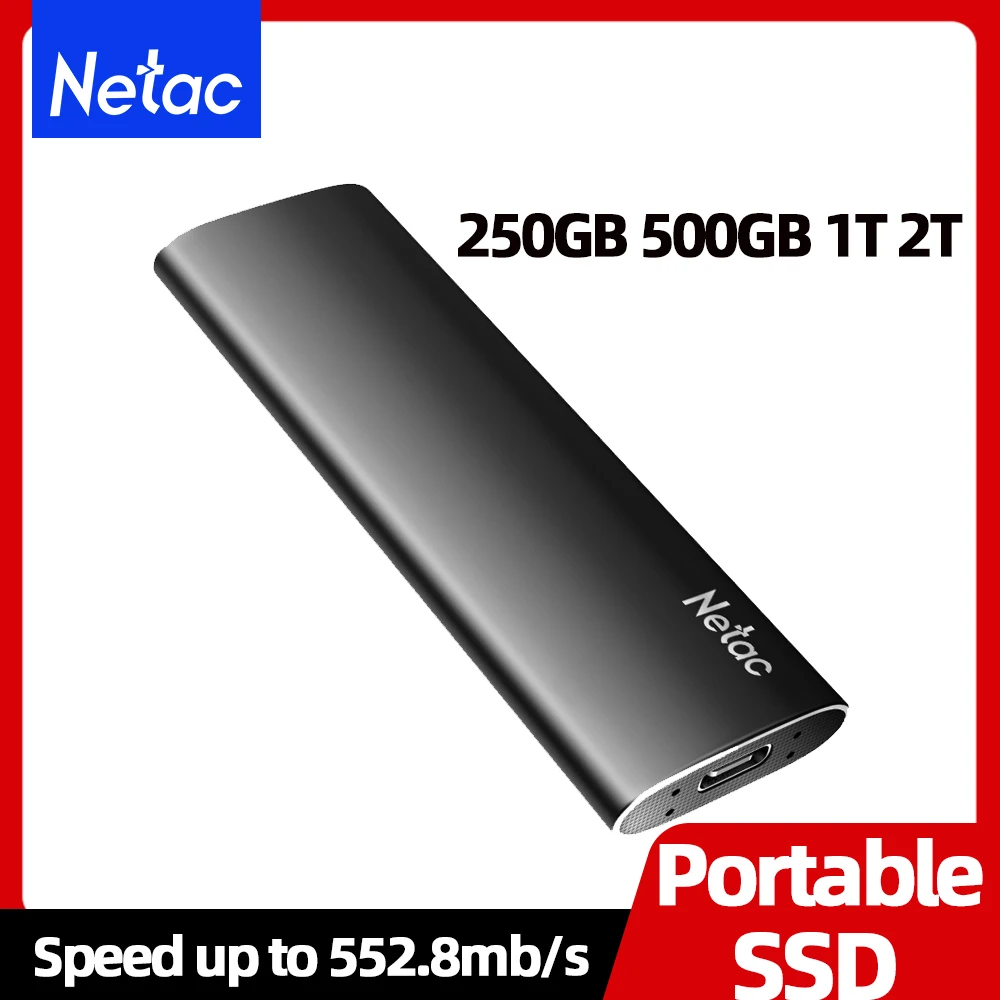 

Netac Портативный внешний SSD 1 ТБ 500 Гб 250 ГБ SSD жесткий диск HDD твердотельный накопитель Type-c USB 3,1 совместимый с ноутбуком ПК ZSlim
