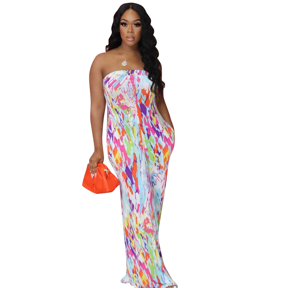 Women's Sexy Sleeveless Strapless Wrap Chest Personalized Back Bandage Fashion Printed Tube Top Loose Casual Mopping Jumpsuit
Women's Sexy Sleeveless Strapless Wrap Chest Personalized Back Bandage Fashion Printed Tube Top Loose Casual Mopping Jumpsuit