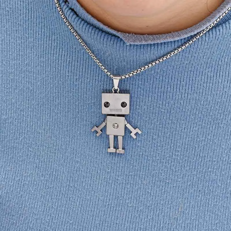 Cartoon Cool Disco Dancing Activity Robot Pendant Stainless Titanium Steel Hiphop Chain Necklace Tide Man Gift Couple Jewelry 
Cartoon Cool Disco Dancing Activity Robot Pendant Stainless Titanium Steel Hiphop Chain Necklace Tide Man Gift Couple Jewelry