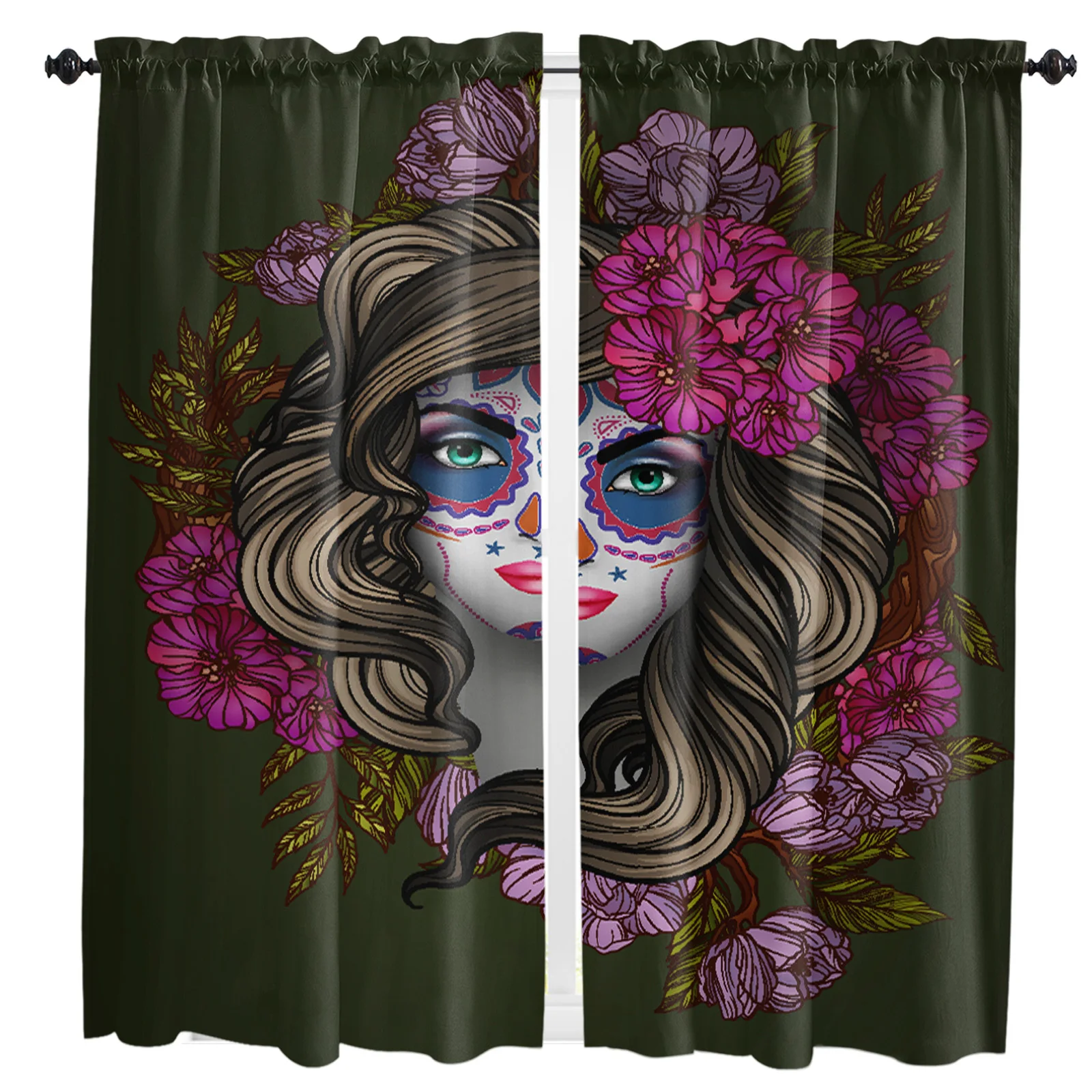 Skull Girl Flower Curtains for Living Room Bedroom Curtains Kitchen Curtains for the Kids Room Window Treatments Drapes
Skull Girl Flower Curtains for Living Room Bedroom Curtains Kitchen Curtains for the Kids Room Window Treatments Drapes