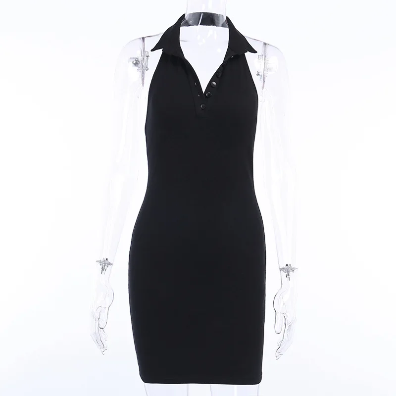 Mini Dress Bodycon Front Button Backless Elastic Sexy Sleeveless Elegant Women's Dresses Turn Down Collar Streetwear Summer Wear
Mini Dress Bodycon Front Button Backless Elastic Sexy Sleeveless Elegant Women's Dresses Turn Down Collar Streetwear Summer Wear