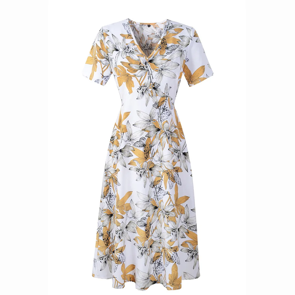 Nakkeshmen-2021 Spring / Summer New Chiffon Print V-neck Swing Dress Beach Skirt
Nakkeshmen-2021 Spring / Summer New Chiffon Print V-neck Swing Dress Beach Skirt
