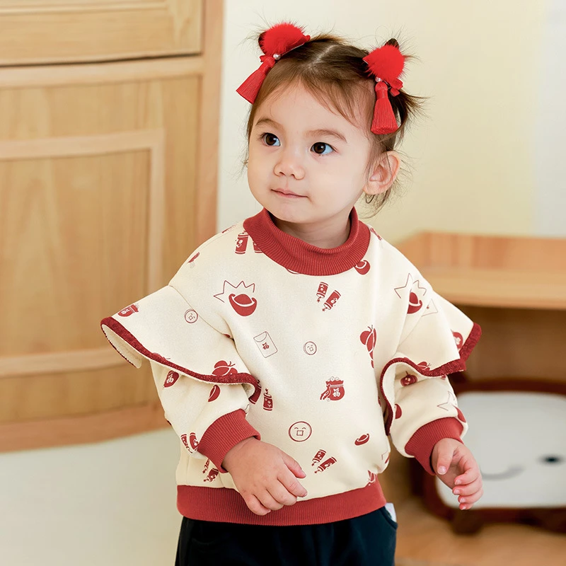 Baby Girls Thicken Sweatshirts Autumn Winter New Kids Fashion Print Pullover Korean Lace O-neck Plus Velvet Warm Hoodie For Girl
Baby Girls Thicken Sweatshirts Autumn Winter New Kids Fashion Print Pullover Korean Lace O-neck Plus Velvet Warm Hoodie For Girl
