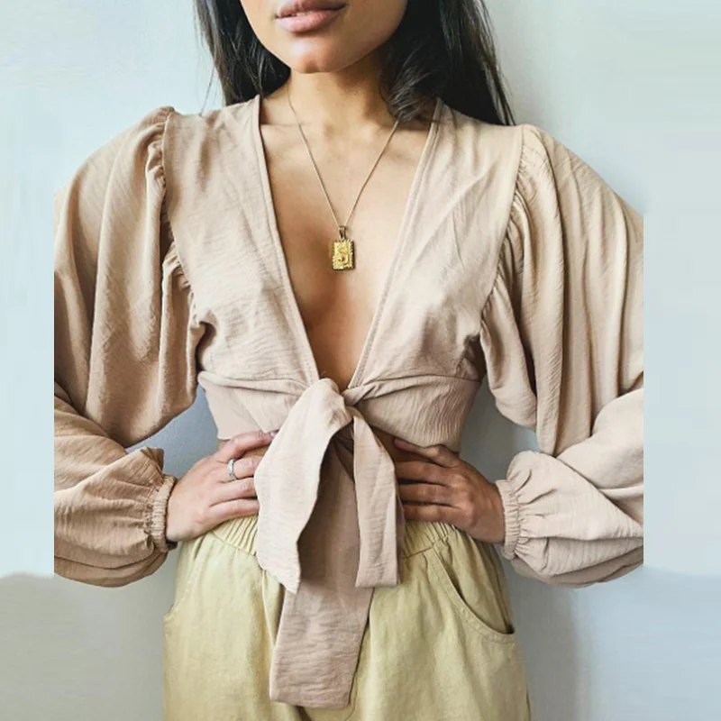 Solid Long Sleeve Tops Fashion Hollow Out Trendy Streetwear Female Blouses Summer Sexy Lace Up Bow Women's Blouse Deep V-neck
Solid Long Sleeve Tops Fashion Hollow Out Trendy Streetwear Female Blouses Summer Sexy Lace Up Bow Women's Blouse Deep V-neck