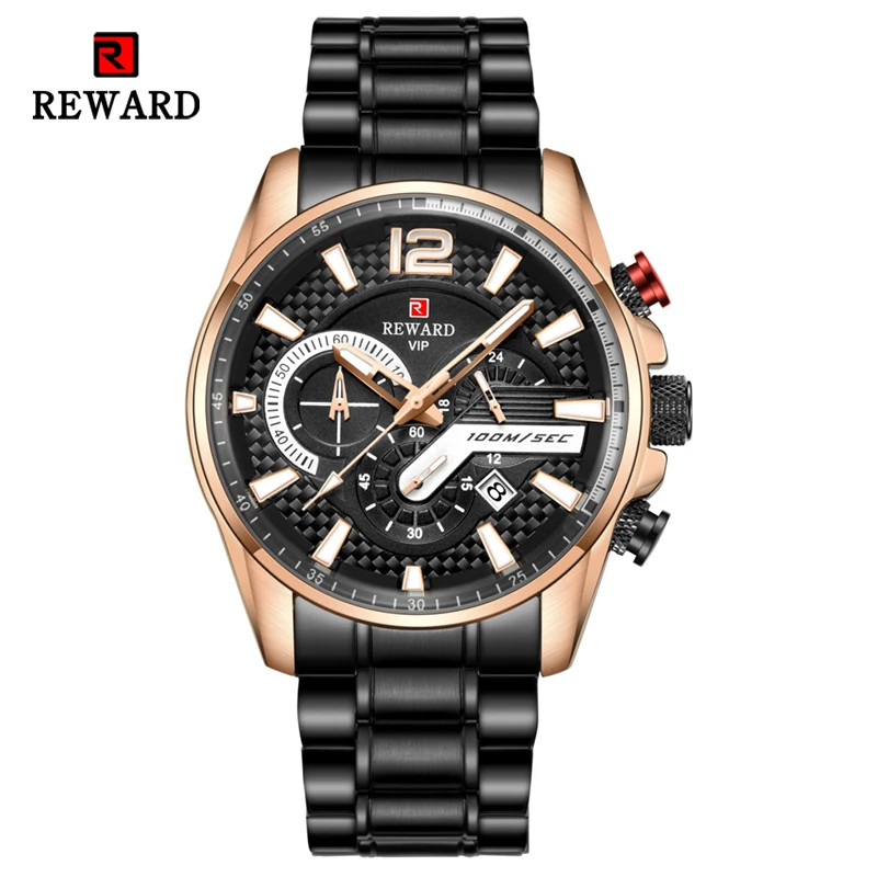 Reward Men Wristwatches Fashion Business Stainless Steel Men's Watch Waterproof Sports Wrist Watches
Reward Men Wristwatches Fashion Business Stainless Steel Men's Watch Waterproof Sports Wrist Watches