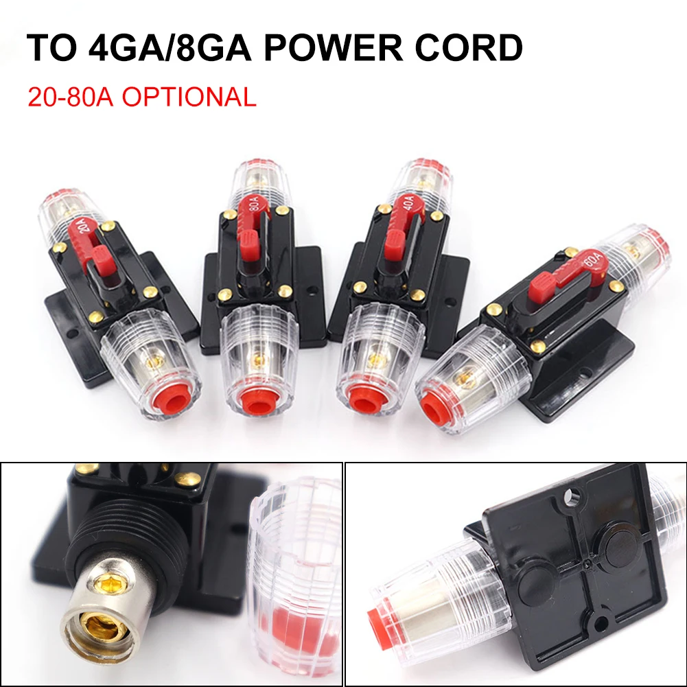 12V-48V Audio Inline Circuit Breaker Manual Reset Fuse Holder 20A 40A 60A 80A Reset Fuse Inverter for Auto Yacht RV Breaker
12V-48V Audio Inline Circuit Breaker Manual Reset Fuse Holder 20A 40A 60A 80A Reset Fuse Inverter for Auto Yacht RV Breaker