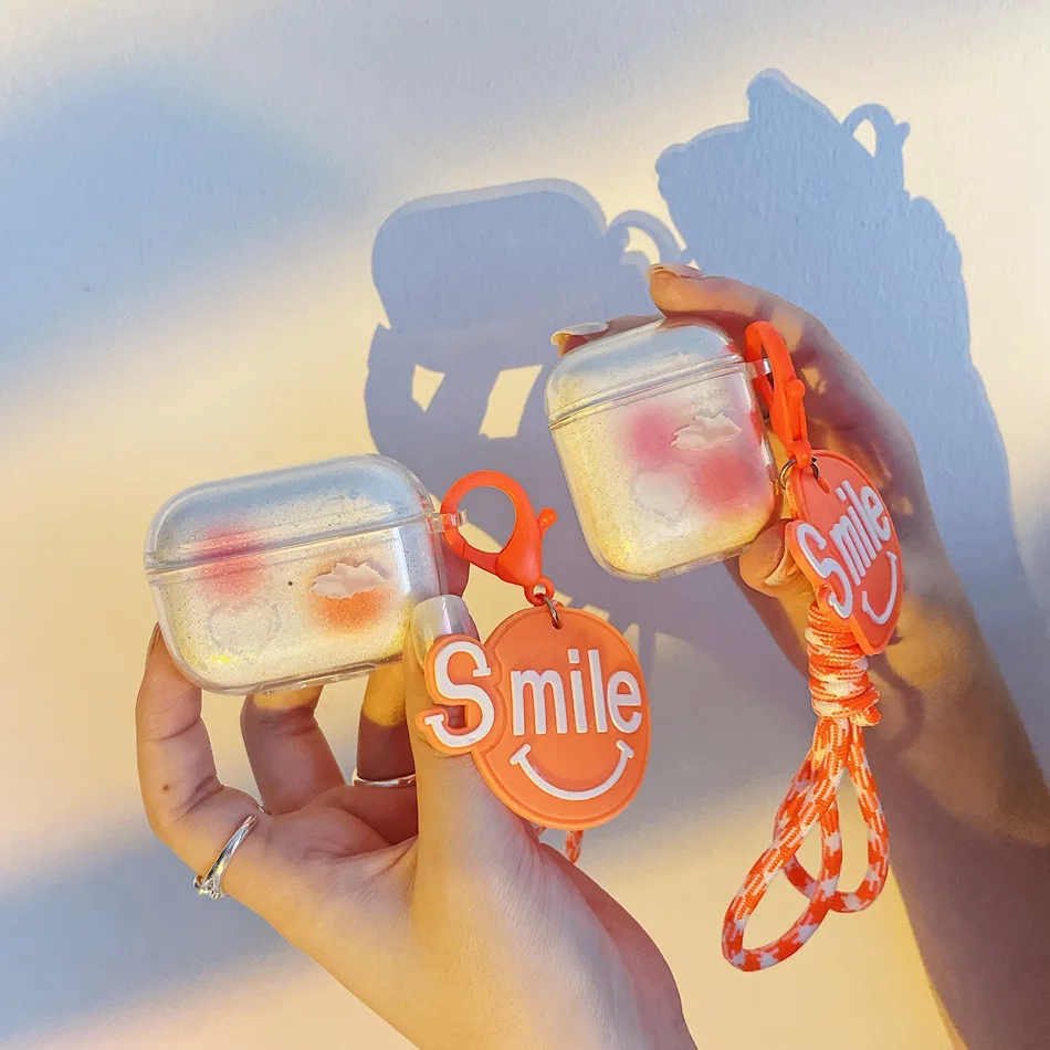 Earphone Case For AirPods Fashion Gradient Glitter Earphones Cover For AirPods 2 AirPods Pro Soft Protect Shell with Smile Chain
Earphone Case For AirPods Fashion Gradient Glitter Earphones Cover For AirPods 2 AirPods Pro Soft Protect Shell with Smile Chain