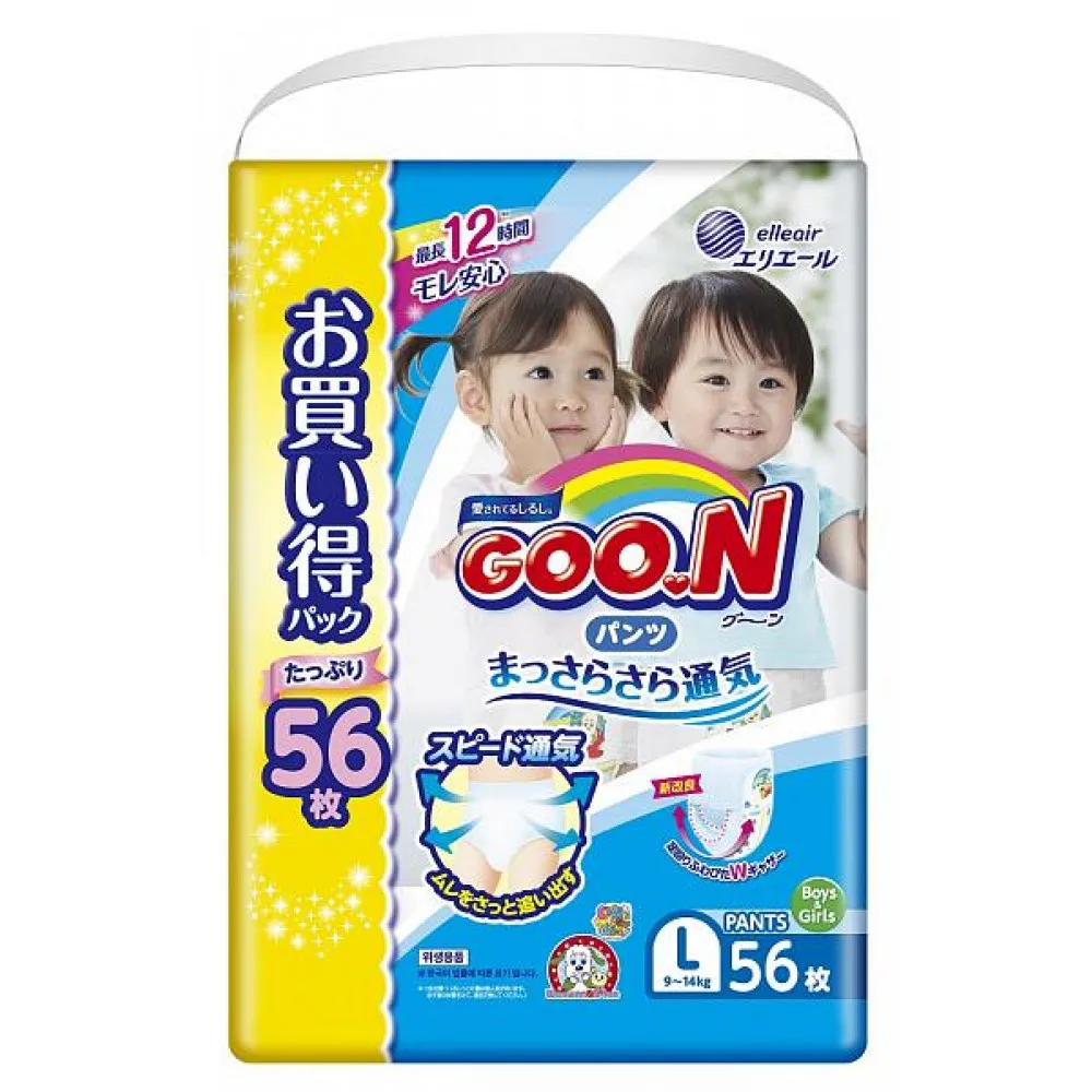 Японские подгузники-трусики Goon Unisex L 9-14кг 56шт. - купить по выгодной цене |