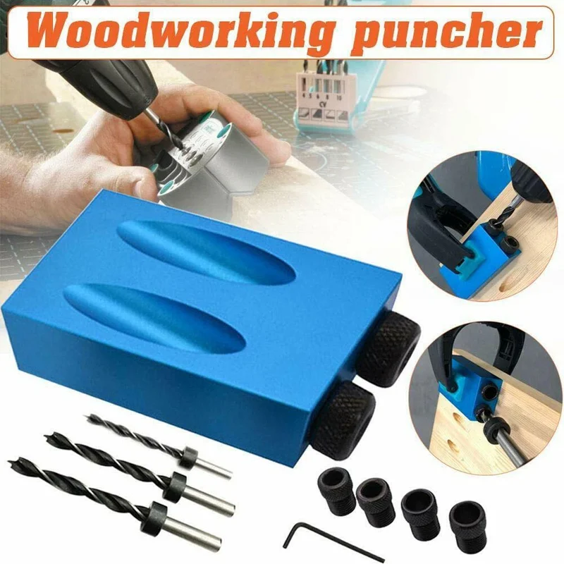 Woodworking Oblique Hole Locator Drill Bits Pocket Hole Jig Kit 15 Degree Angle Drill Guide Set Hole Puncher DIY Carpentry Tools
Woodworking Oblique Hole Locator Drill Bits Pocket Hole Jig Kit 15 Degree Angle Drill Guide Set Hole Puncher DIY Carpentry Tools