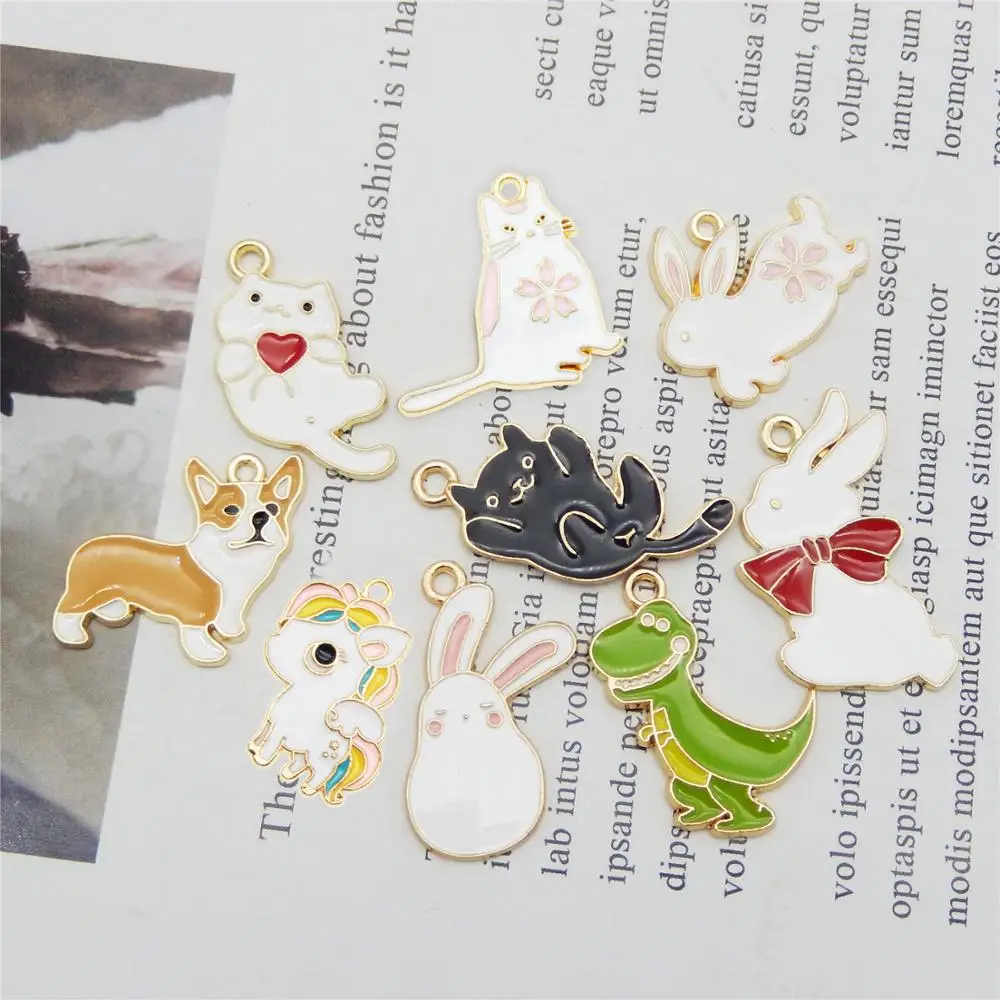 9pcs New Cartoon Alloy Animals Charms Enamel Dog Cat Dinosaur Mixed Style Pendants For Bracelet Jewelry Crafts DIY Accessory
9pcs New Cartoon Alloy Animals Charms Enamel Dog Cat Dinosaur Mixed Style Pendants For Bracelet Jewelry Crafts DIY Accessory