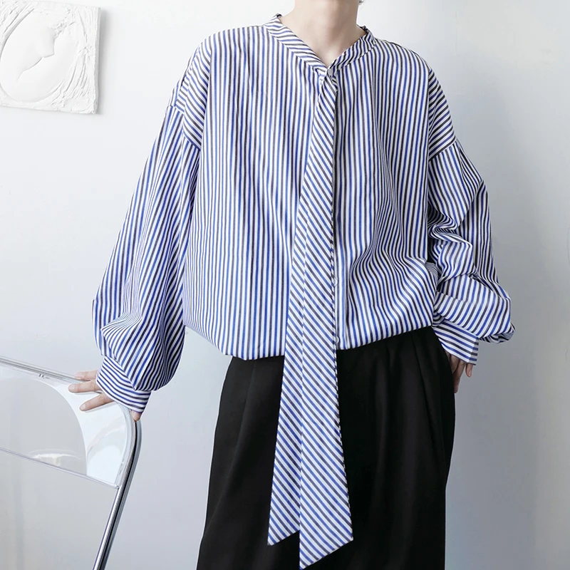 Oversize Shirt Men's Tie Collar Loose Casual Long Sleeve Stripes Shirt Man Korean Trend Fashion Show Streetwear Shirt Tops
Oversize Shirt Men's Tie Collar Loose Casual Long Sleeve Stripes Shirt Man Korean Trend Fashion Show Streetwear Shirt Tops