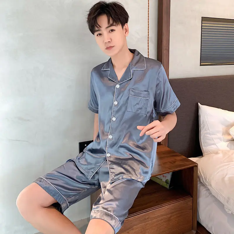 Couple Pajama Sets Plus Size Summer Short-sleeved Silk Thin Mens Sleepwear Suit Solid Simple Fashion Korean Style Elegant 2pcs
Couple Pajama Sets Plus Size Summer Short-sleeved Silk Thin Mens Sleepwear Suit Solid Simple Fashion Korean Style Elegant 2pcs