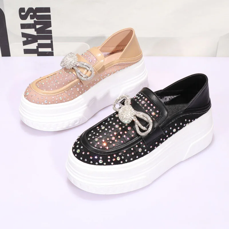 New Women Shoes Girls Bow Platform Flats Ladies Bling Round Toe Shoes Woman Brand Rhinestone Shoes Female Slip On Black Loafers
New Women Shoes Girls Bow Platform Flats Ladies Bling Round Toe Shoes Woman Brand Rhinestone Shoes Female Slip On Black Loafers