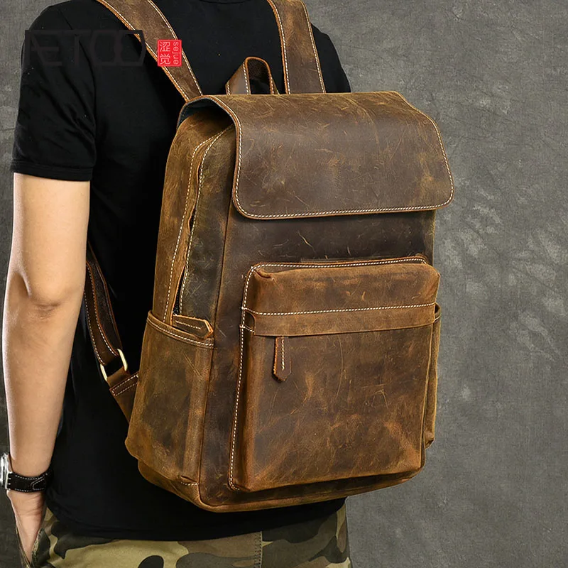 AETOO Vintage classic mad horse leather men's travel backpack, head leather backpack
AETOO Vintage classic mad horse leather men's travel backpack, head leather backpack