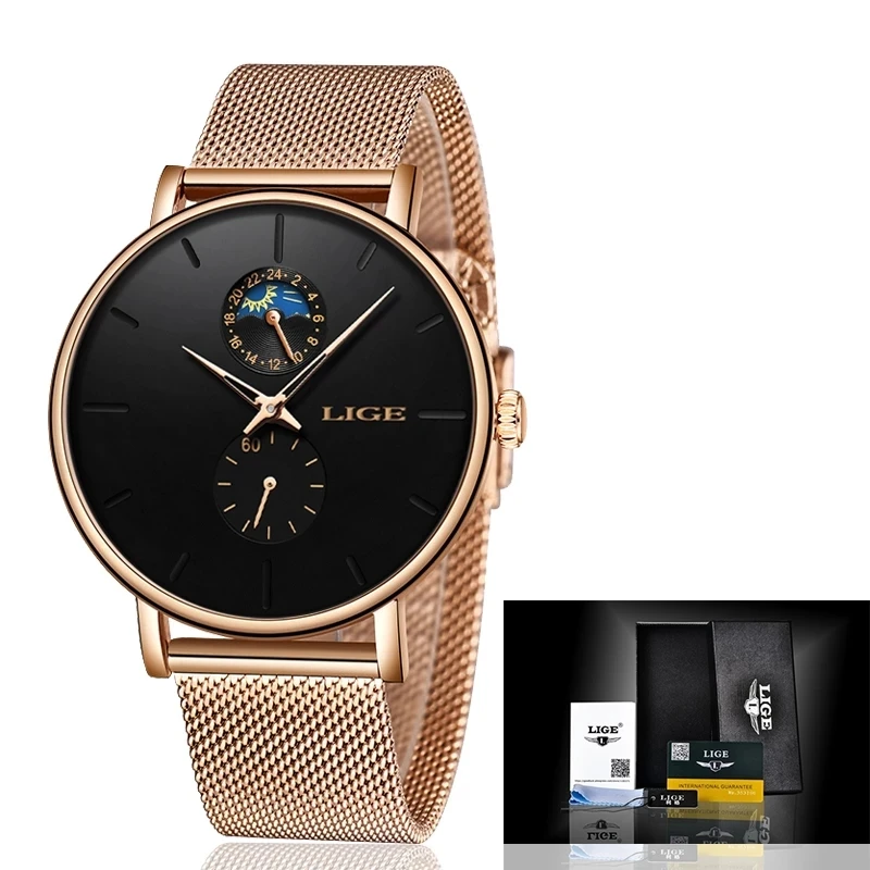 LIGE Womens Watches Top Brand Luxury Waterproof Watch Fashion Ladies Stainless Steel Ultra-Thin Casual Wrist Watch Quartz Clock
LIGE Womens Watches Top Brand Luxury Waterproof Watch Fashion Ladies Stainless Steel Ultra-Thin Casual Wrist Watch Quartz Clock