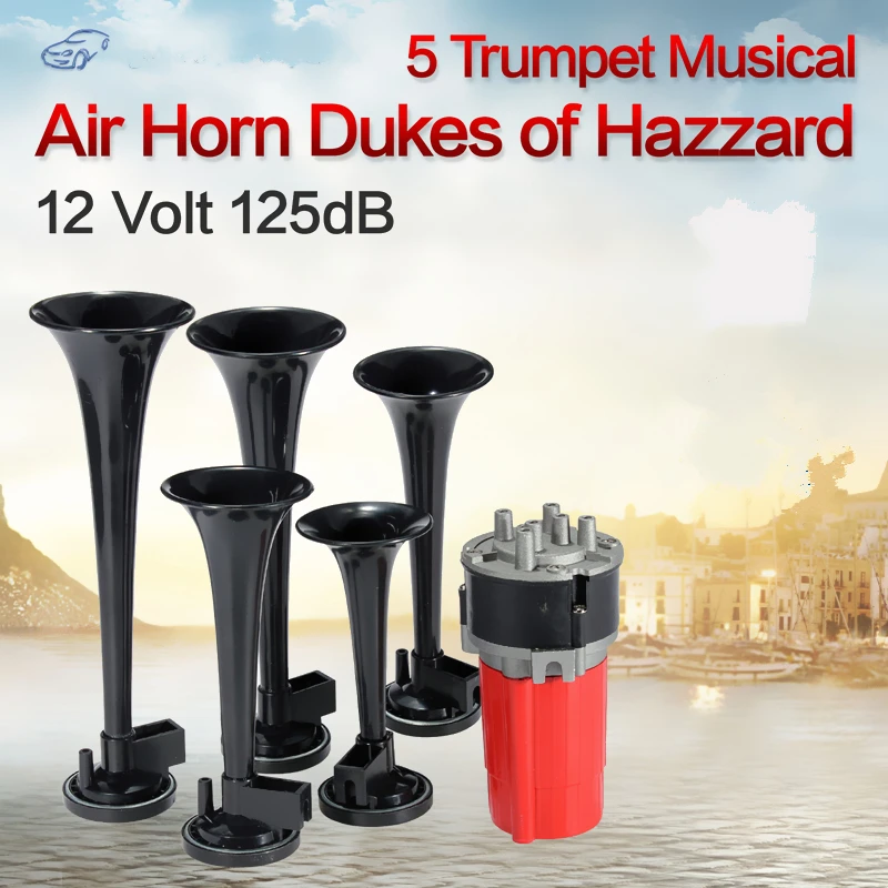5pcs 125dB Black Trumpet Musical Dixie Car Duke of Hazzard + Compressor 12V Car Air Horn for Car Truck Ship Boat Air Horn
5pcs 125dB Black Trumpet Musical Dixie Car Duke of Hazzard + Compressor 12V Car Air Horn for Car Truck Ship Boat Air Horn