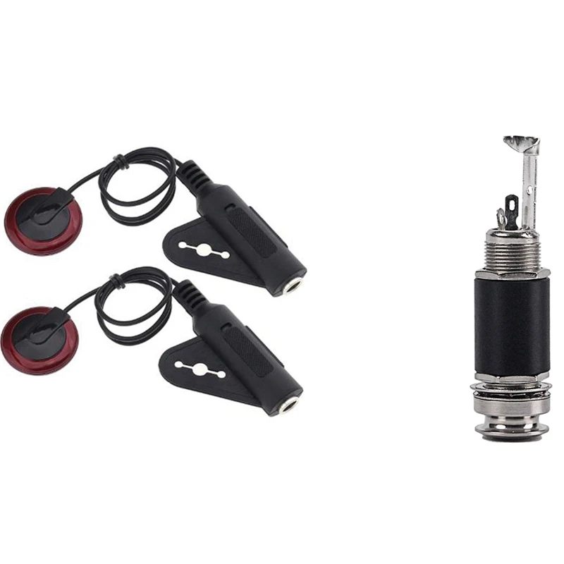 1x 1/4 Inch 6.35mm Acoustic Electric Guitar Bass Output Jack & 2Piece Piezoelectric Pickup Contact Microphone Sensor Kit
1x 1/4 Inch 6.35mm Acoustic Electric Guitar Bass Output Jack & 2Piece Piezoelectric Pickup Contact Microphone Sensor Kit