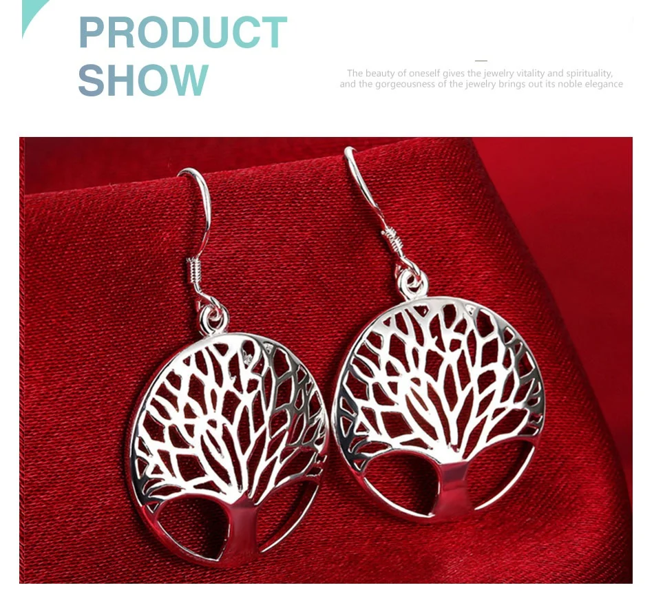 925 Sterling Silver Circle Tree Drop Earrings Charm Women Jewelry Fashion Wedding Engagement Party Gift
925 Sterling Silver Circle Tree Drop Earrings Charm Women Jewelry Fashion Wedding Engagement Party Gift