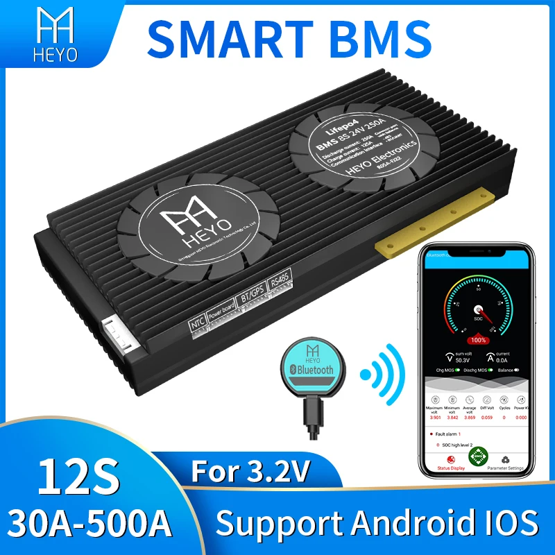 Устройство для балансировки Lifepo4 36 В smart bms 12S 80A 100A 30a 150A 200A Bluetooth rs485 CAN к USB