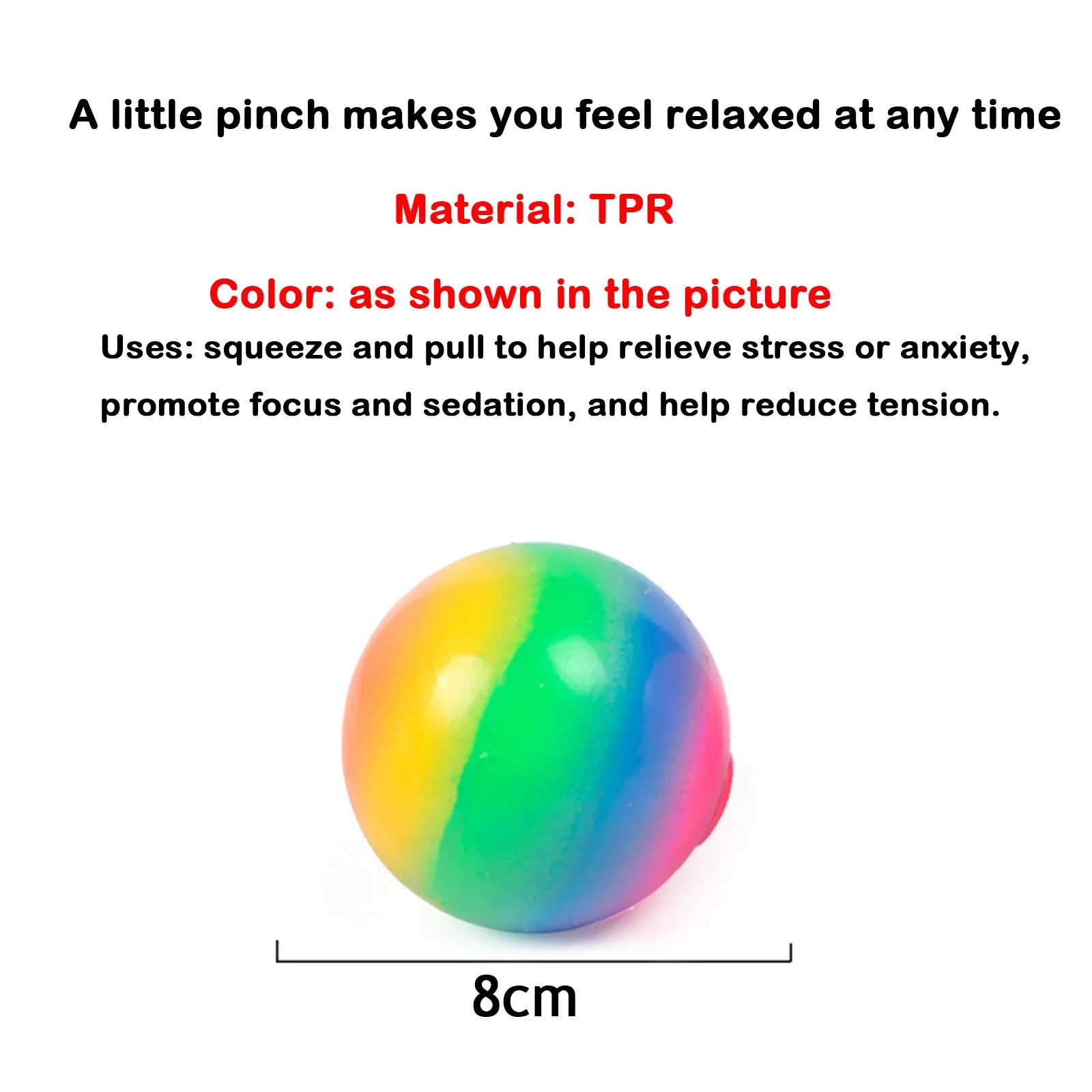 1PC Rainbow Ball 40ML Round Squeezable Sensory Toys For Adults And Children Anxiety Relief Relief Autism Squishy Fidget Toy Pack
1PC Rainbow Ball 40ML Round Squeezable Sensory Toys For Adults And Children Anxiety Relief Relief Autism Squishy Fidget Toy Pack