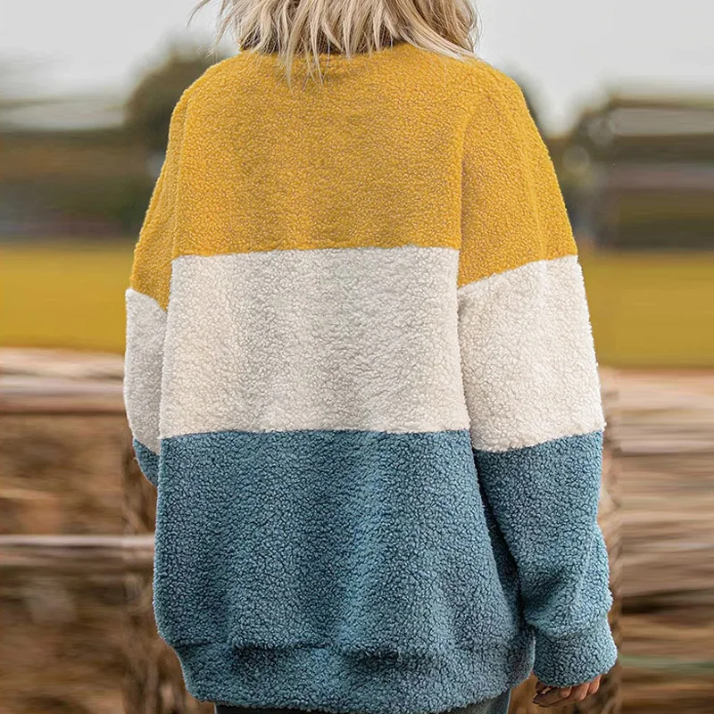 Tops Winter Women's Pullovers Casual Fashion Patchwork Solid O-Neck Ladies Clothing Full Sleeves Soft Warm Cozy Loose Tops
Tops Winter Women's Pullovers Casual Fashion Patchwork Solid O-Neck Ladies Clothing Full Sleeves Soft Warm Cozy Loose Tops