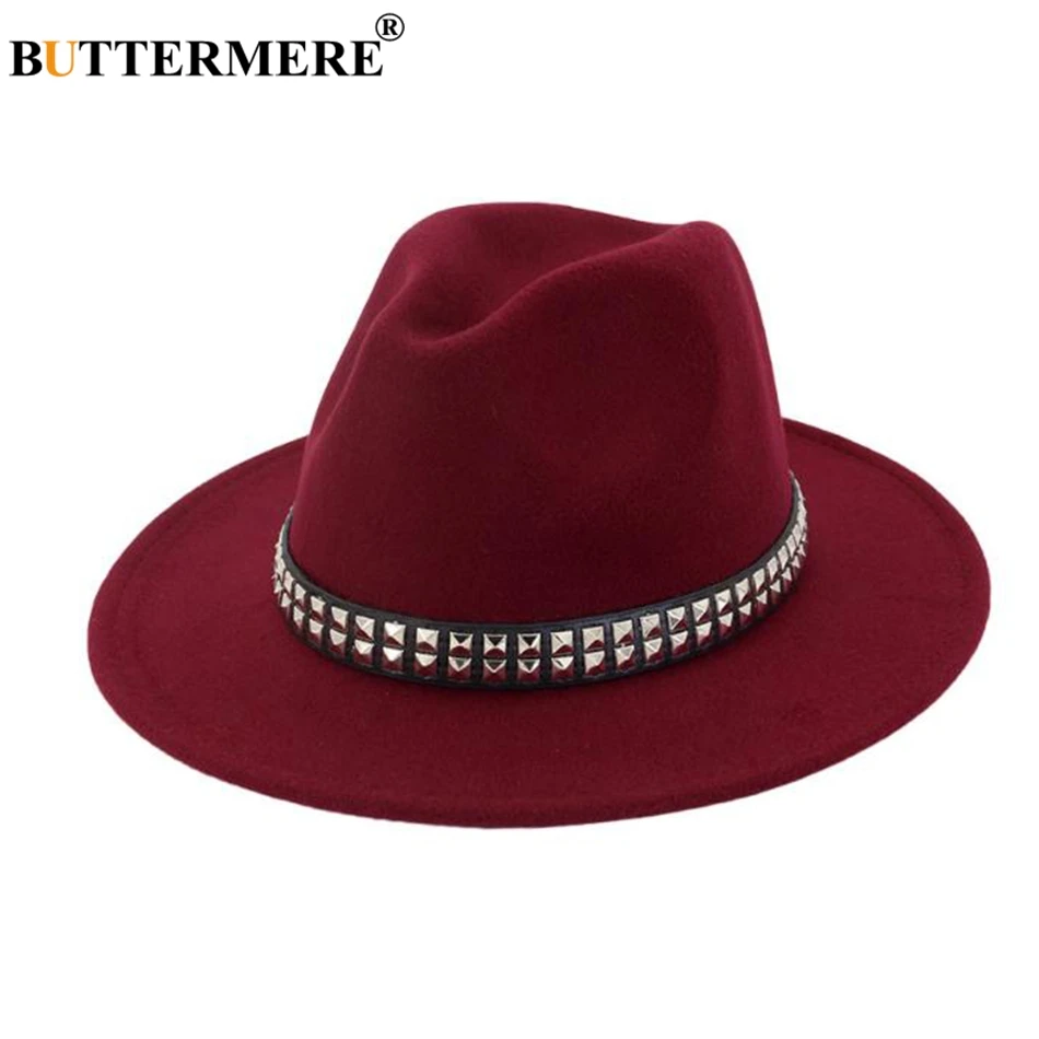 BUTTERMERE Cotton Fedoras Women Burgundy Casual Jazz Hat Ladies Elegant Metal Wide Brim Felt Hat Female Autumn Winter Fedora Cap
BUTTERMERE Cotton Fedoras Women Burgundy Casual Jazz Hat Ladies Elegant Metal Wide Brim Felt Hat Female Autumn Winter Fedora Cap